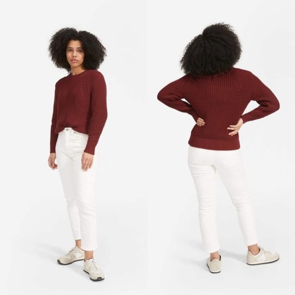 Everlane Sweaters - NWOT Everlane The Texture Cotton Crewneck Sweater in Burgundy Women Size Medium